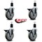 Service Caster 5'' Gray Poly Swivel 1-1/2'' Expanding Stem Caster Set with Brake, 4PK SCC-EX20S514-PPUB-PLB-112-4 - alternate 3